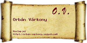 Orbán Várkony névjegykártya